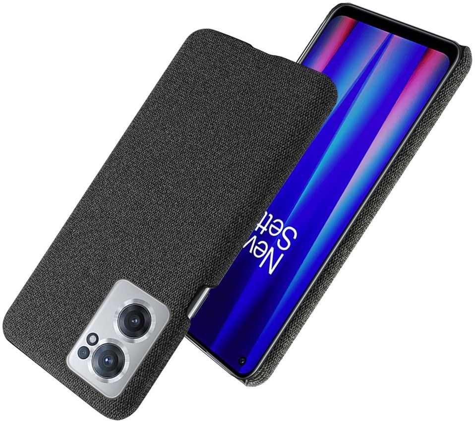 OnePlus Nord CE 2 Hoesje met Stoffen Afwerking Zwart afbeelding 5