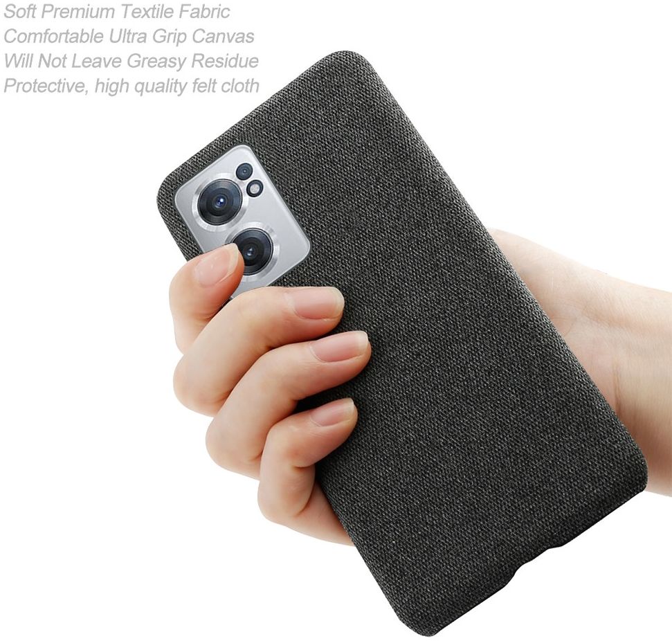 OnePlus Nord CE 2 Hoesje met Stoffen Afwerking Zwart afbeelding 6