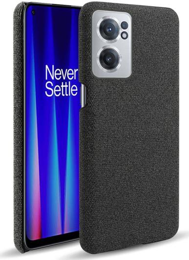 OnePlus Nord CE 2 Hoesje met Stoffen Afwerking Zwart afbeelding 1