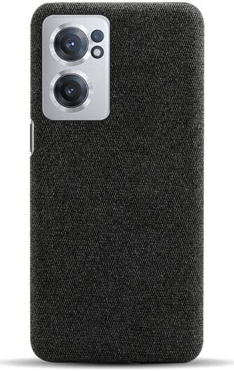 OnePlus Nord CE 2 Hoesje met Stoffen Afwerking Zwart afbeelding 2