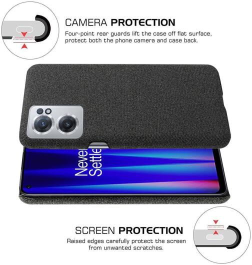 OnePlus Nord CE 2 Hoesje met Stoffen Afwerking Zwart afbeelding 4