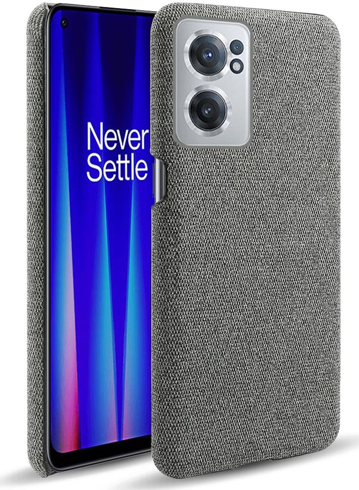 OnePlus Nord CE 2 Hoesje met Stoffen Afwerking Grijs afbeelding 1
