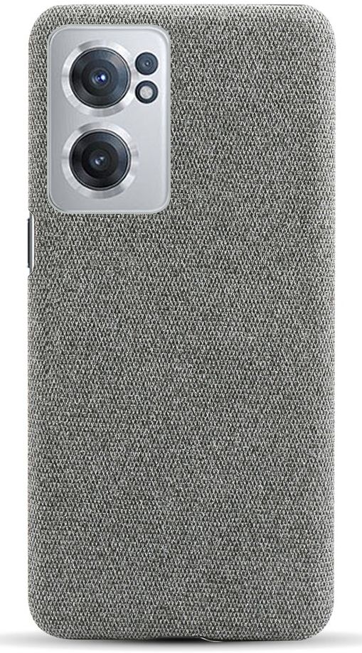 OnePlus Nord CE 2 Hoesje met Stoffen Afwerking Grijs afbeelding 2