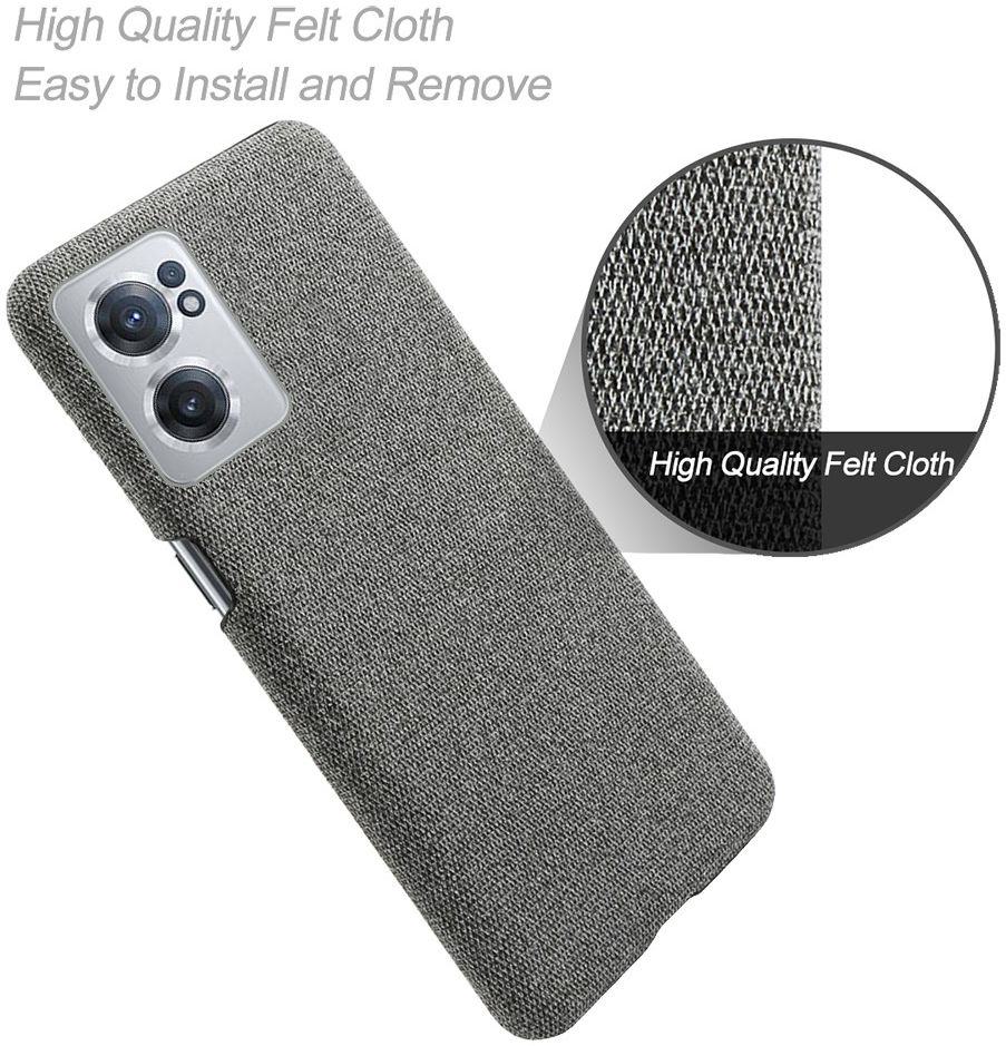 OnePlus Nord CE 2 Hoesje met Stoffen Afwerking Grijs afbeelding 3