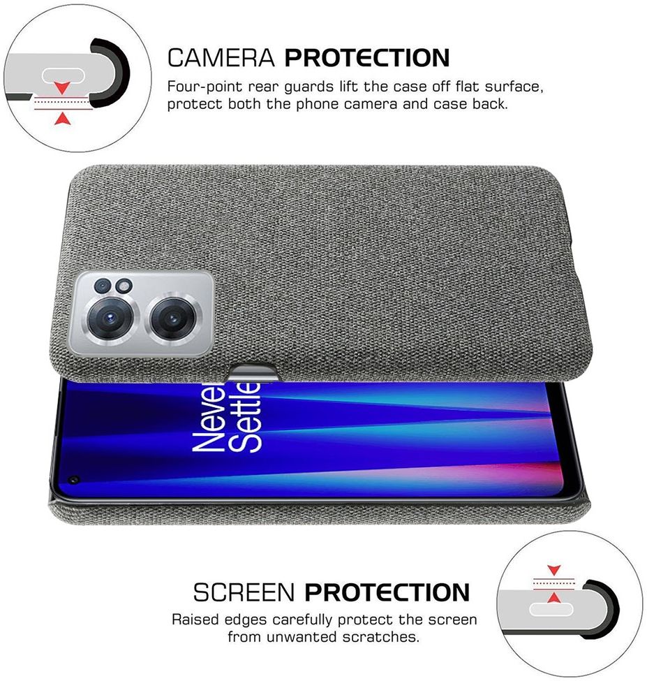 OnePlus Nord CE 2 Hoesje met Stoffen Afwerking Grijs afbeelding 4