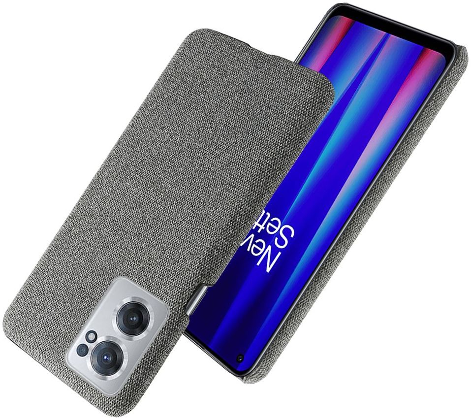 OnePlus Nord CE 2 Hoesje met Stoffen Afwerking Grijs afbeelding 5