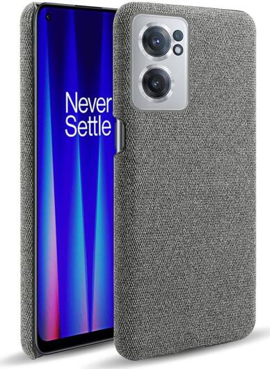 OnePlus Nord CE 2 Hoesje met Stoffen Afwerking Grijs afbeelding 1