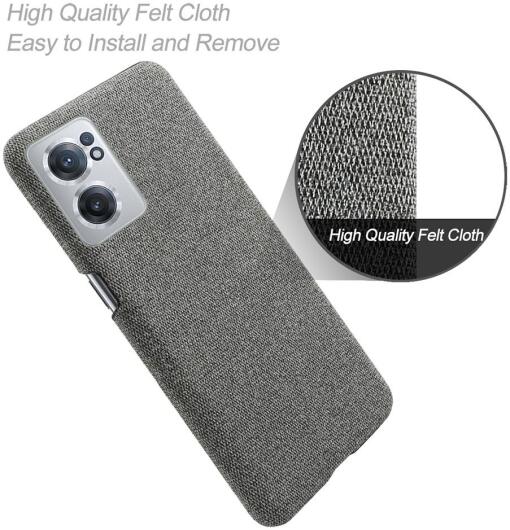 OnePlus Nord CE 2 Hoesje met Stoffen Afwerking Grijs afbeelding 3