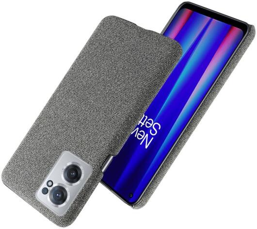 OnePlus Nord CE 2 Hoesje met Stoffen Afwerking Grijs afbeelding 5