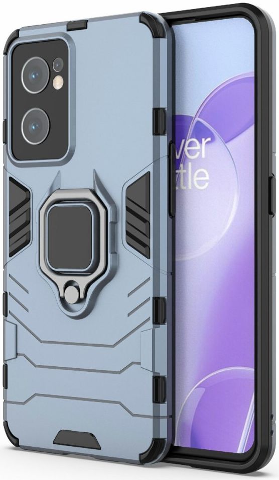 OnePlus Nord CE 2 Hoesje Shock Proof Back Cover met Kickstand Blauw afbeelding 1