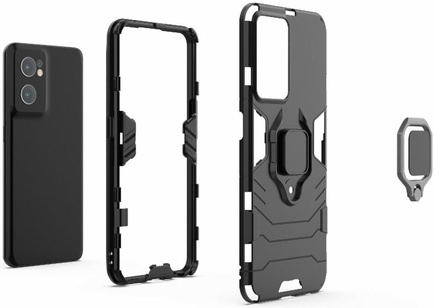 OnePlus Nord CE 2 Hoesje Shock Proof Back Cover met Kickstand Blauw afbeelding 5