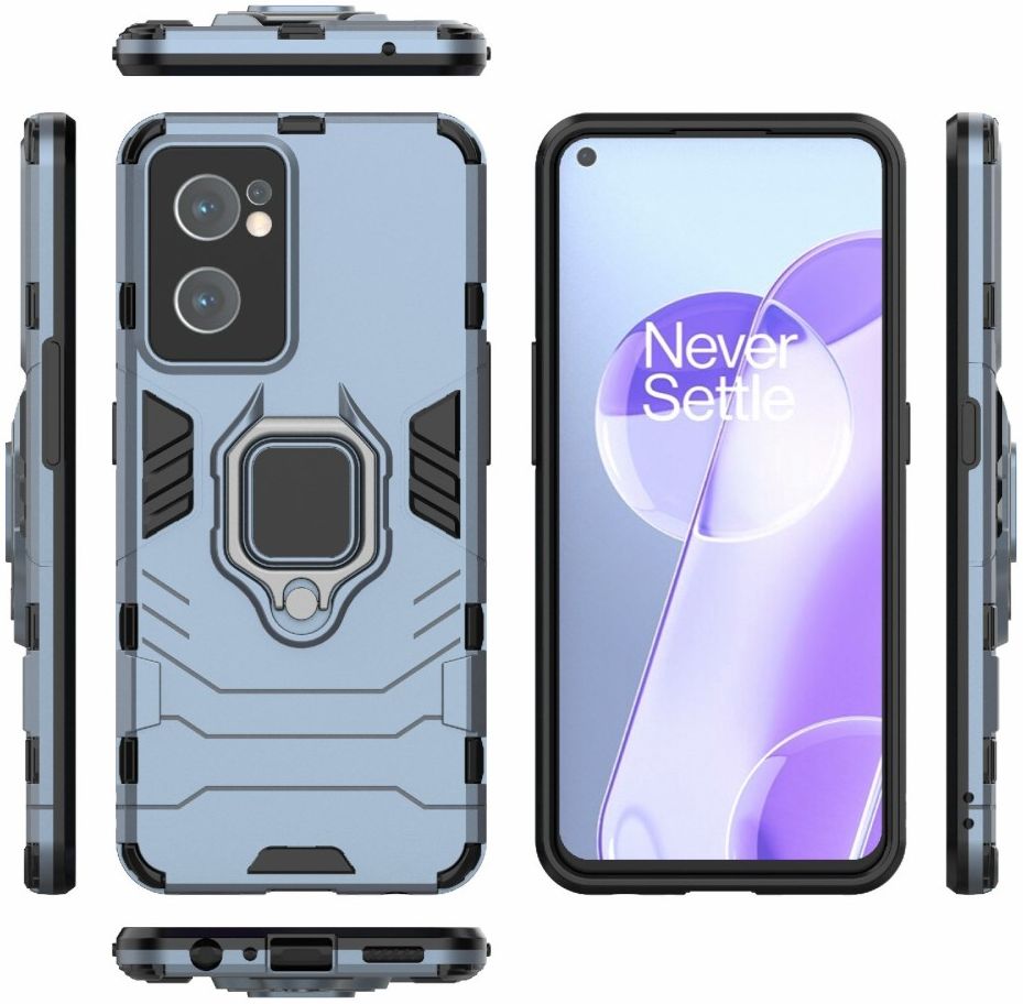 OnePlus Nord CE 2 Hoesje Shock Proof Back Cover met Kickstand Blauw afbeelding 7