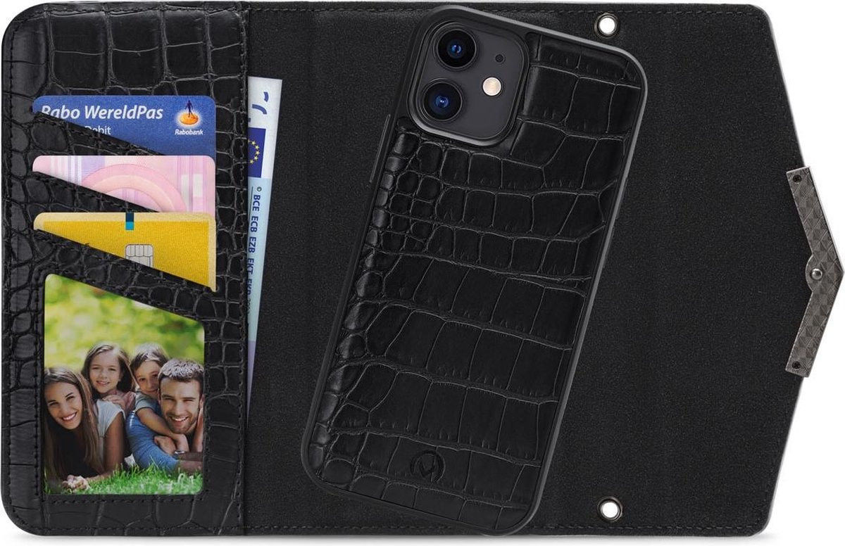 Mobilize Velvet Clutch Apple iPhone 11 / XR Hoesje Black Croco afbeelding 1