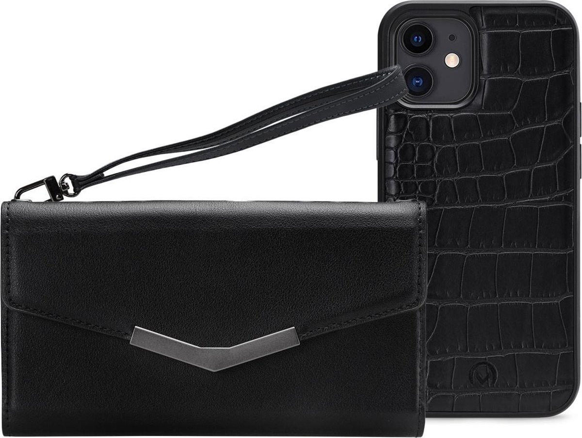 Mobilize Velvet Clutch Apple iPhone 11 / XR Hoesje Black Croco afbeelding 2