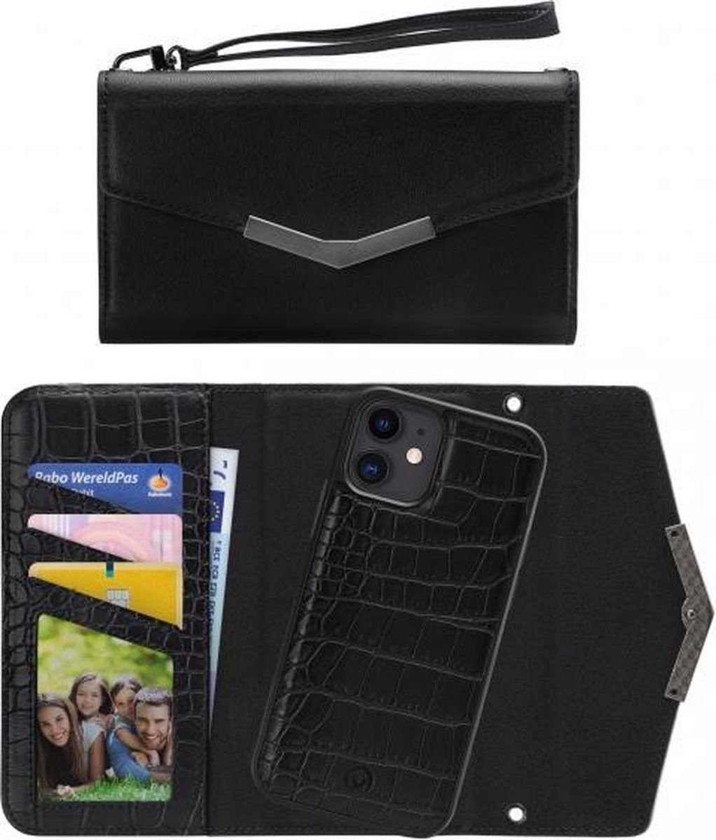 Mobilize Velvet Clutch Apple iPhone 11 / XR Hoesje Black Croco afbeelding 5