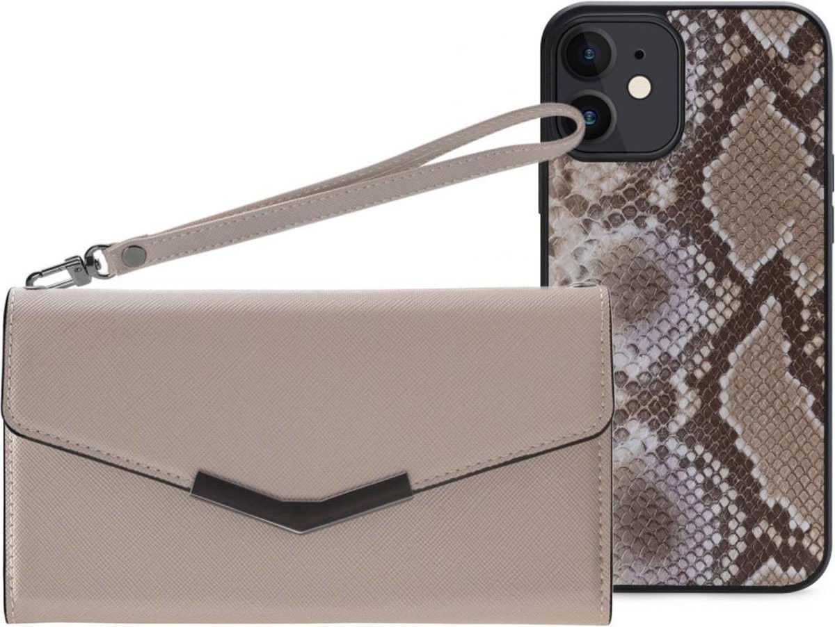 Mobilize Velvet Clutch Apple iPhone 11 / XR Hoesje Beige Snake afbeelding 2