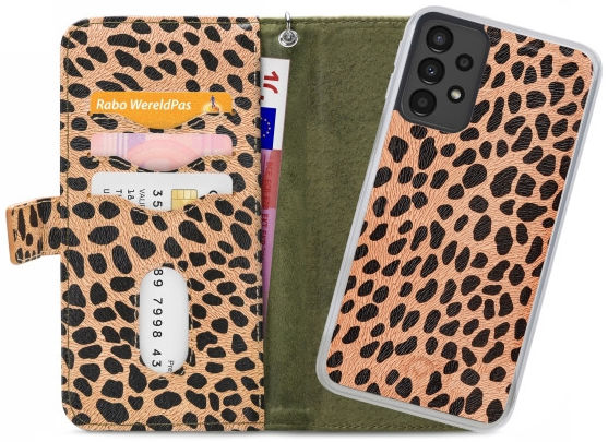 Mobilize Wallet Zipper Samsung Galaxy A13 4G Hoesje Olive Leopard afbeelding 1