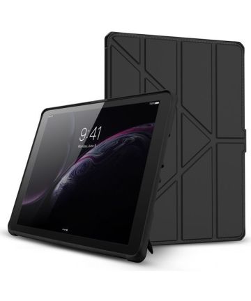 ITSKINS Hybrid Folio Apple iPad 9.7 Hoes Book Case Echt Leer Zwart Hoesjes