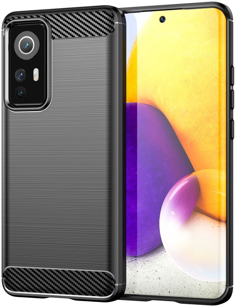 Xiaomi 12 / 12X Hoesje Geborsteld TPU Flexibele Back Cover Zwart afbeelding 1