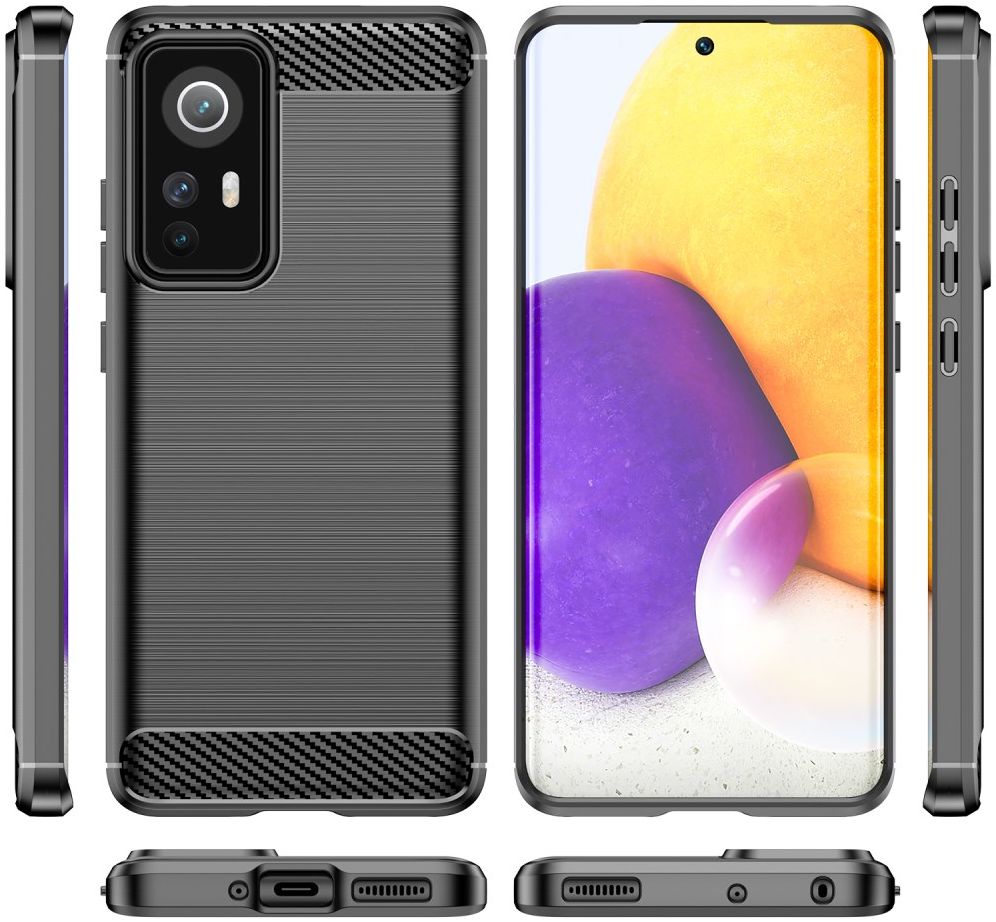 Xiaomi 12 / 12X Hoesje Geborsteld TPU Flexibele Back Cover Zwart afbeelding 10