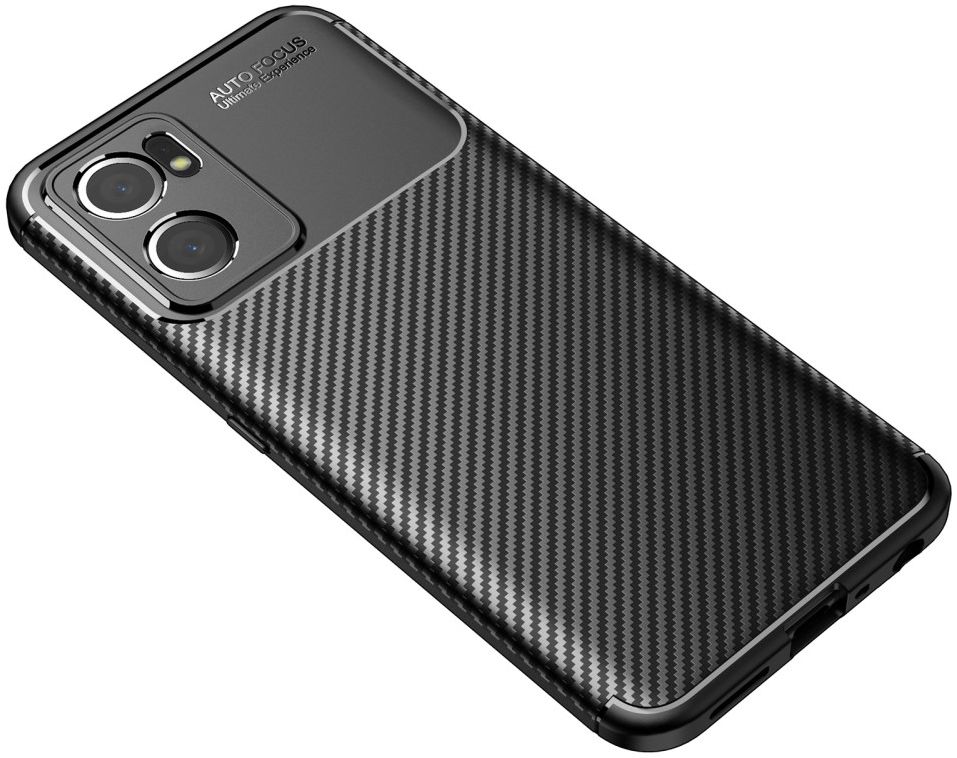 Oppo Find X5 Lite Hoesje Siliconen Carbon TPU Back Cover Zwart afbeelding 2