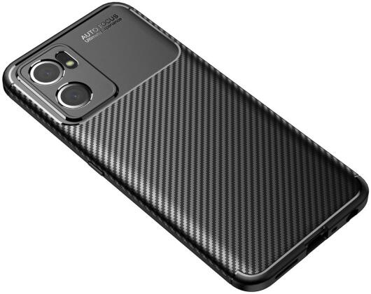 Oppo Find X5 Lite Hoesje Siliconen Carbon TPU Back Cover Zwart afbeelding 2