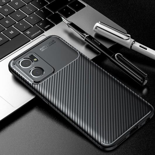 Oppo Find X5 Lite Hoesje Siliconen Carbon TPU Back Cover Zwart afbeelding 4