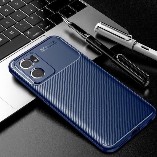 Oppo Find X5 Lite Hoesje Siliconen Carbon TPU Back Cover Blauw afbeelding 4