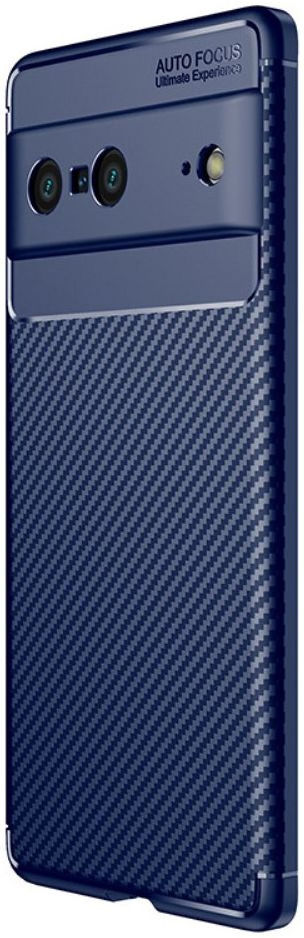 Google Pixel 7 Hoesje Siliconen Carbon TPU Back Cover Blauw afbeelding 1