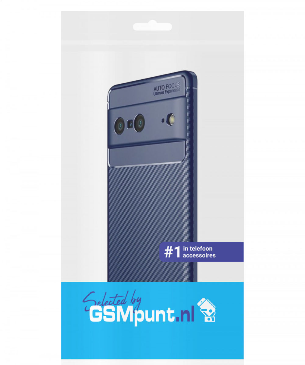 Google Pixel 7 Hoesje Siliconen Carbon TPU Back Cover Blauw afbeelding 13