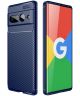 Google Pixel 7 Pro Hoesje Siliconen Carbon TPU Back Cover Blauw