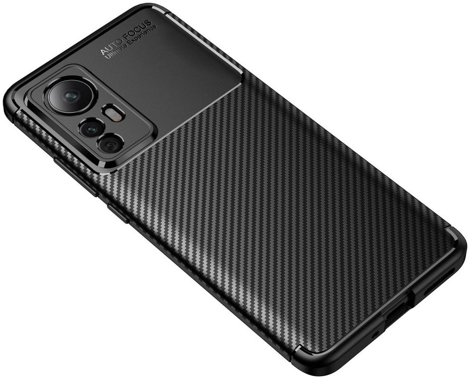 Xiaomi 12 / 12X Hoesje Siliconen Carbon TPU Back Cover Zwart afbeelding 2