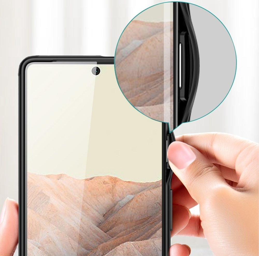 Google Pixel 7 Pro Hoesje Armor Back Cover Transparant Zwart afbeelding 8