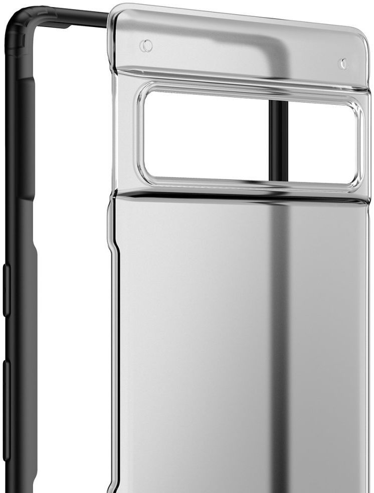 Google Pixel 7 Pro Hoesje Armor Back Cover Transparant Zwart afbeelding 3