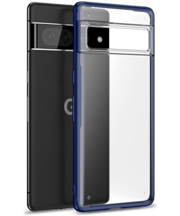 Google Pixel 7 Pro Hoesje Armor Back Cover Transparant Blauw Hoesjes