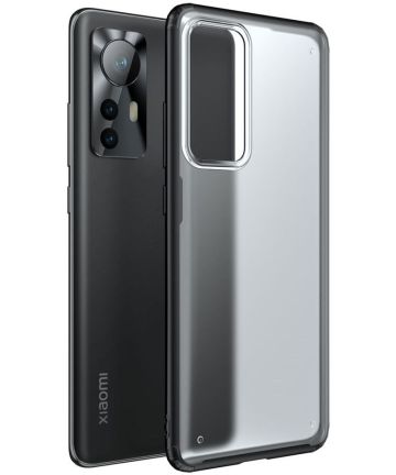 Xiaomi 12 Pro Hoesje Armor Back Cover Transparant Zwart Hoesjes