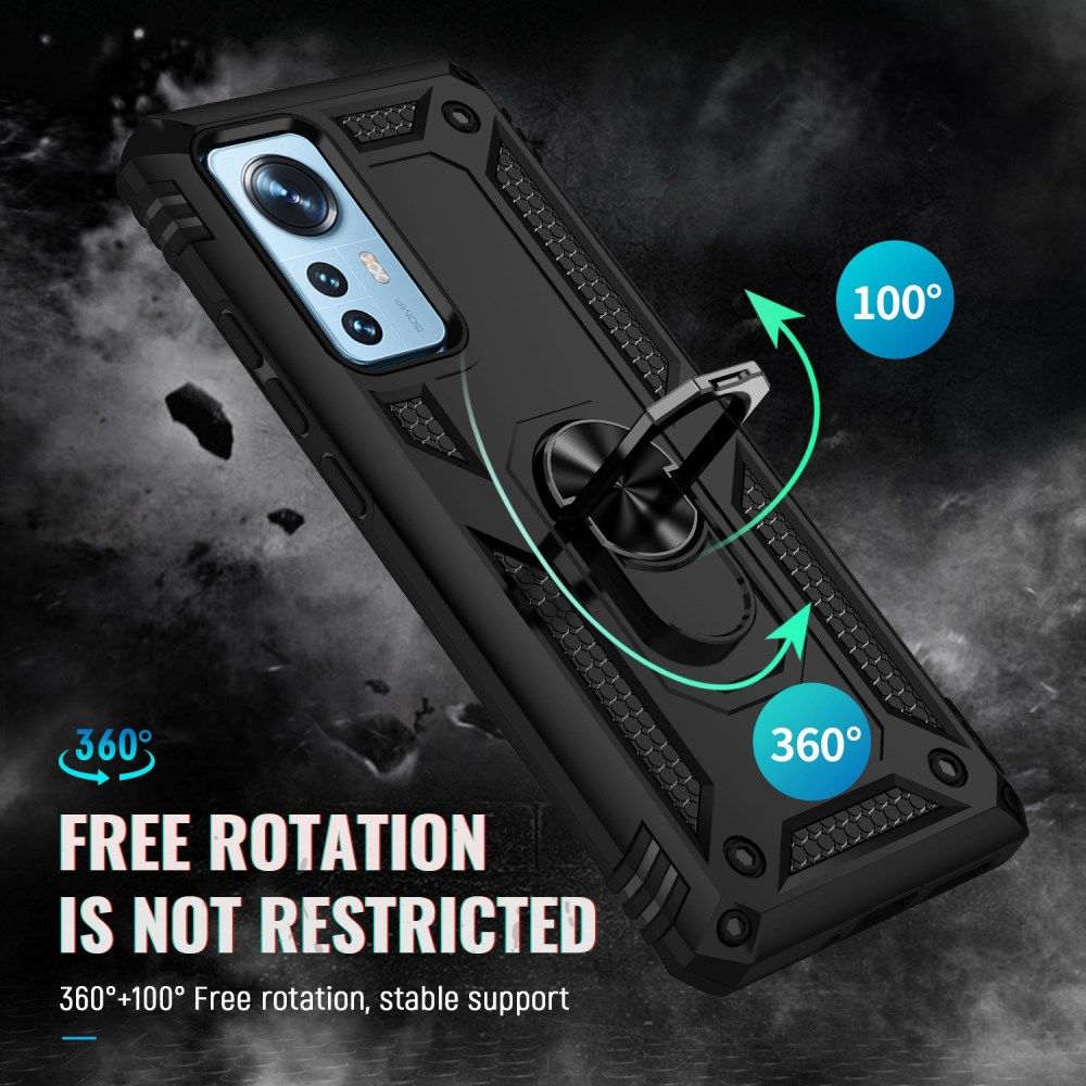 Xiaomi 12 / 12X Hoesje Hybride Kickstand Back Cover Zwart afbeelding 6