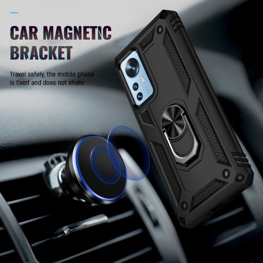 Xiaomi 12 / 12X Hoesje Hybride Kickstand Back Cover Zwart afbeelding 4