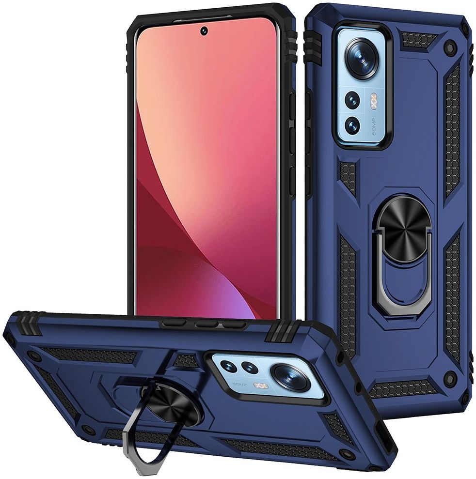 Xiaomi 12 Pro Hoesje Hybride Kickstand Back Cover Blauw afbeelding 1