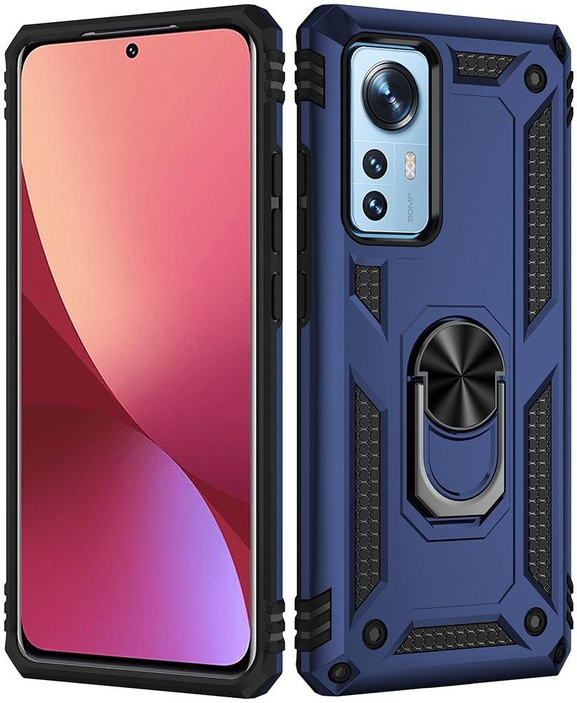 Xiaomi 12 Pro Hoesje Hybride Kickstand Back Cover Blauw afbeelding 2