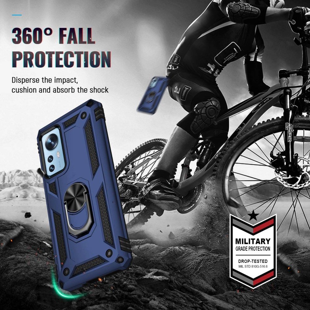 Xiaomi 12 Pro Hoesje Hybride Kickstand Back Cover Blauw afbeelding 3
