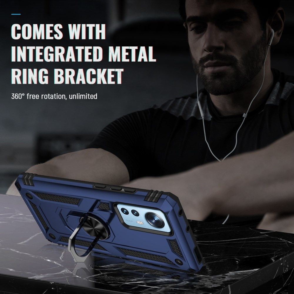 Xiaomi 12 Pro Hoesje Hybride Kickstand Back Cover Blauw afbeelding 5
