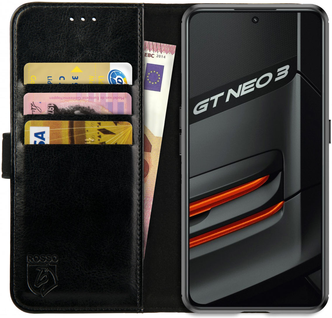 Rosso Element Realme GT Neo 3 Hoesje Book Cover Wallet Zwart afbeelding 1
