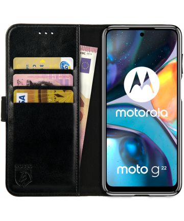 Rosso Element Motorola Moto G22 Hoesje Book Cover Wallet Zwart Hoesjes