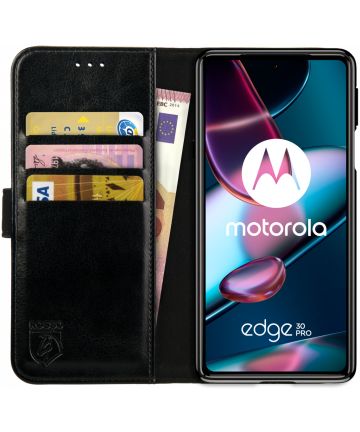 Rosso Element Motorola Edge 30 Pro Hoesje Book Cover Wallet Zwart Hoesjes