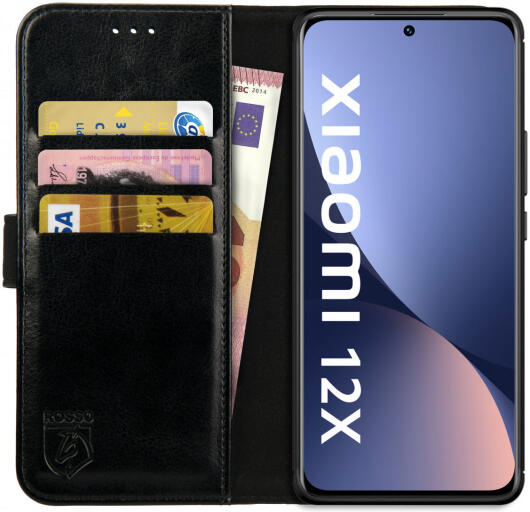 Rosso Element Xiaomi 12 / 12X Hoesje Book Cover Wallet Zwart afbeelding 1