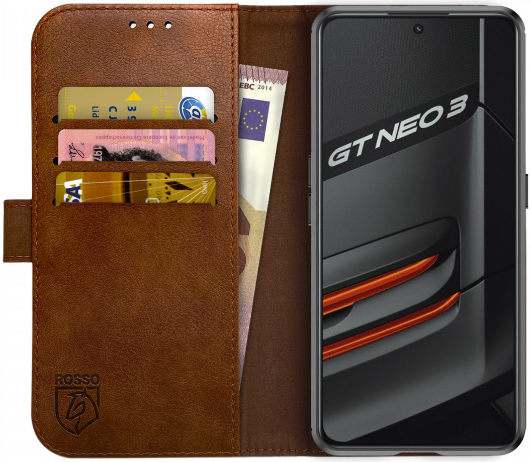 Rosso Element Realme GT Neo 3 Hoesje Book Cover Wallet Bruin afbeelding 1