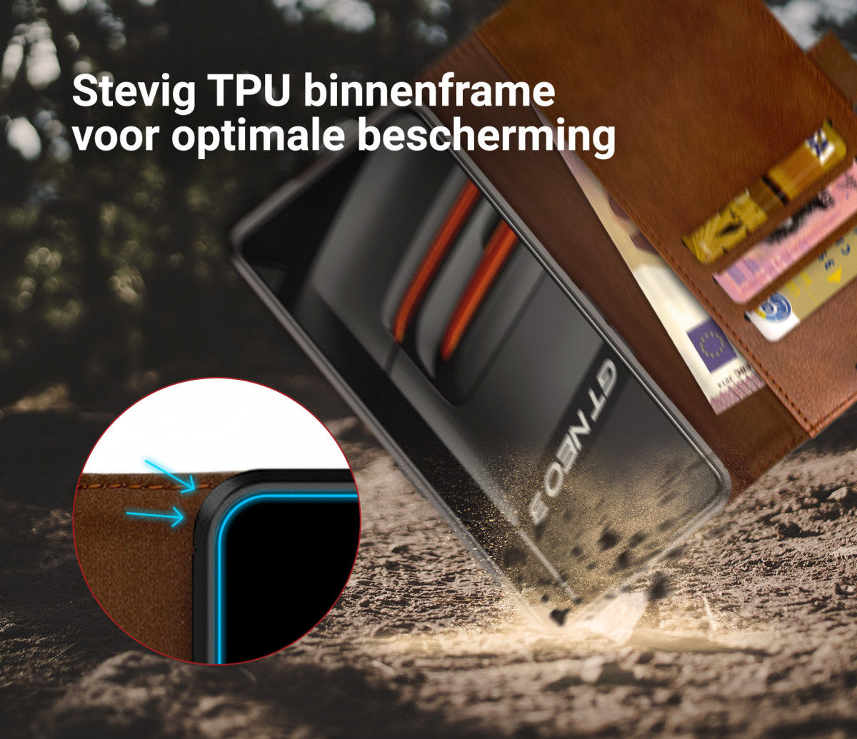 Rosso Element Realme GT Neo 3 Hoesje Book Cover Wallet Bruin afbeelding 5