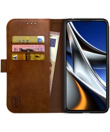 Rosso Element Xiaomi Poco X4 Pro Hoesje Book Cover Wallet Bruin Hoesjes