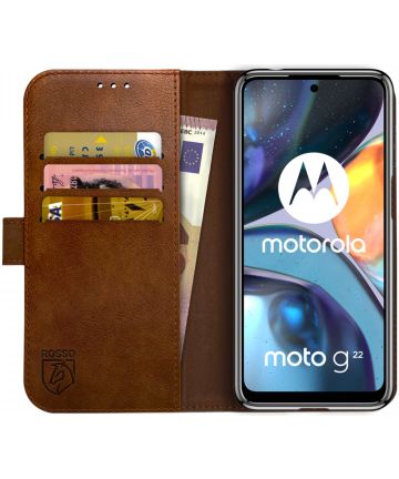 Rosso Element Motorola Moto G22 Hoesje Book Cover Wallet Bruin Hoesjes